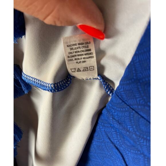 Cabana Life Royal Blues Embroidered Pom-Pom Off-The-Shoulder Dress Size Medium - Picture 10 of 13